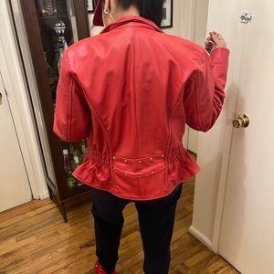 Genuine leather red leather jacket/coat